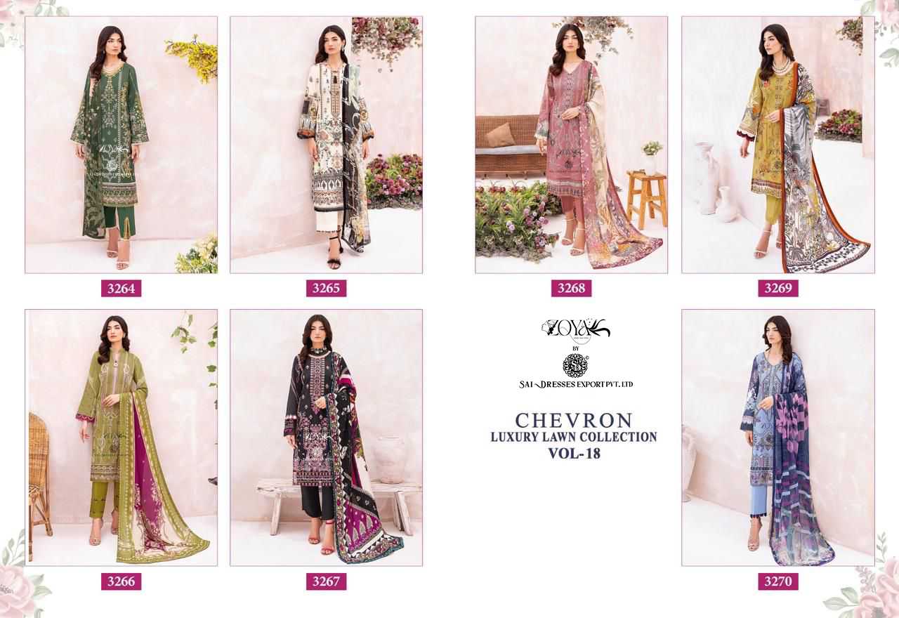 SAI DRESSES PRESENT CHEVRON LUXURY LAWN COLLECTION VOL 18 PURE LAWN COTTON WITH SELF EMBROIDERED PAKISTANI DESIGNER SALWAR SUITS IN WHOLESALE RATE IN SURAT