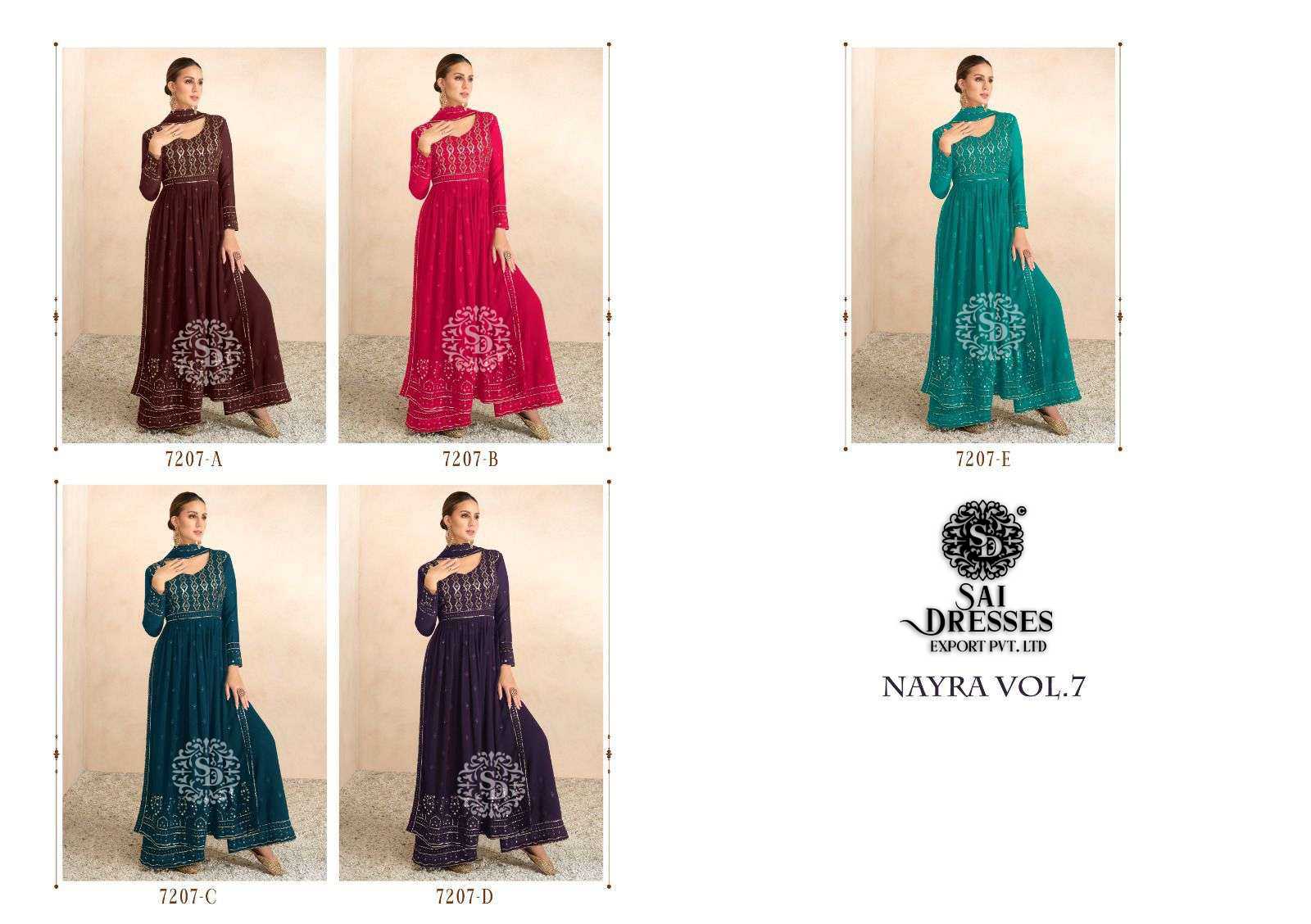 SAI DRESSES PRESENT NAYRA VOL 7 READYMADE PARTY WEAR NAYRA CUT WITH PLAZZO STYLE DESIGNER 3 PIECE SUITS IN WHOLESALE RATE IN SURAT