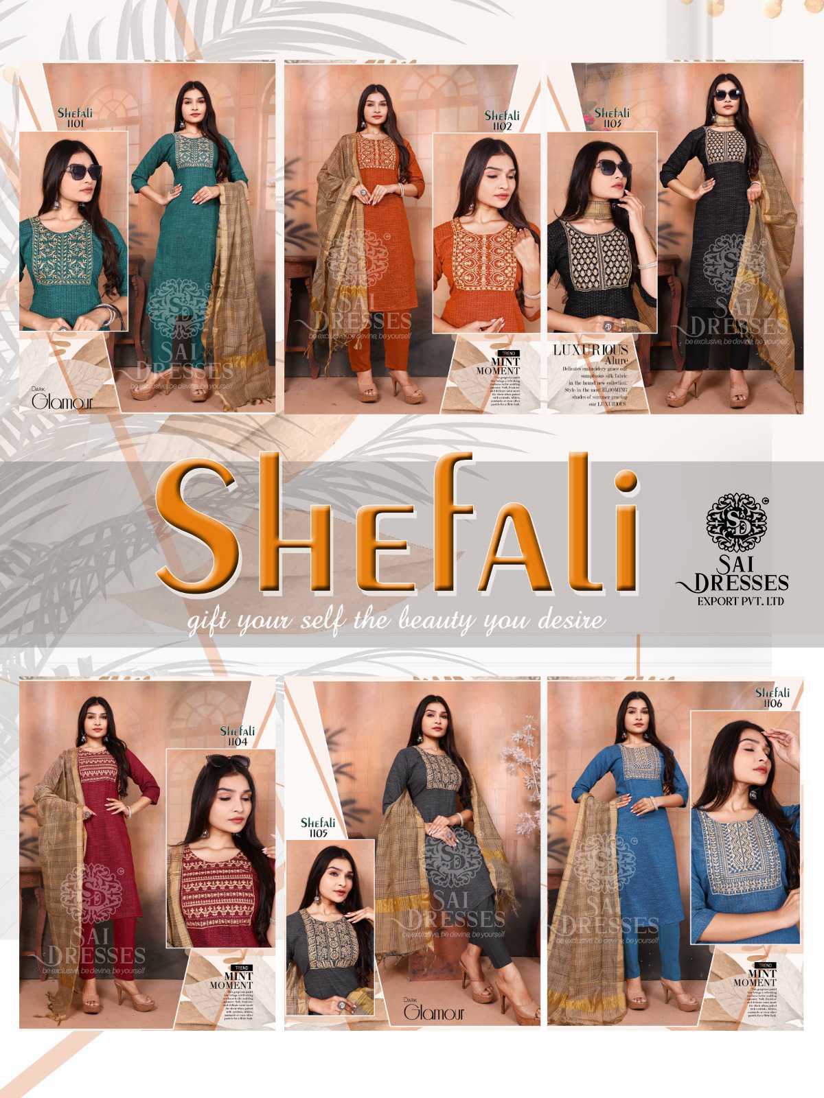 SAI DRESSES PRESENT SHEFALI READY TO DAILY WEAR PANT STYLE 3 PIECE CONCEPT IN WHOLESALE RATE IN SURAT