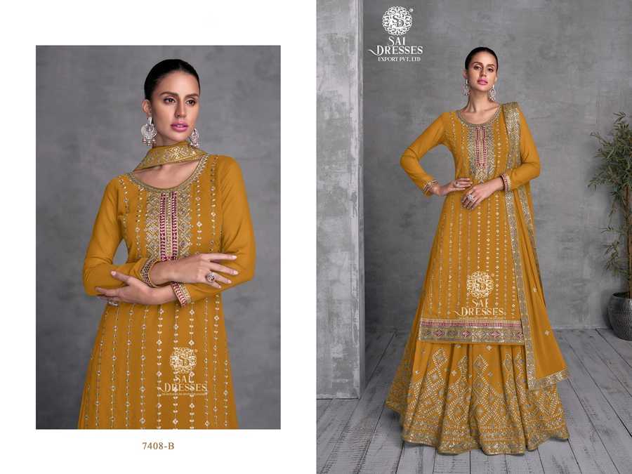 SAI DRESSES PRESENT TRISHA READYMADE  EXCLUSIVE WEAR SKIRT STYLE HEAVY DESIGNER SUITS IN WHOLESALE RATE IN SURAT