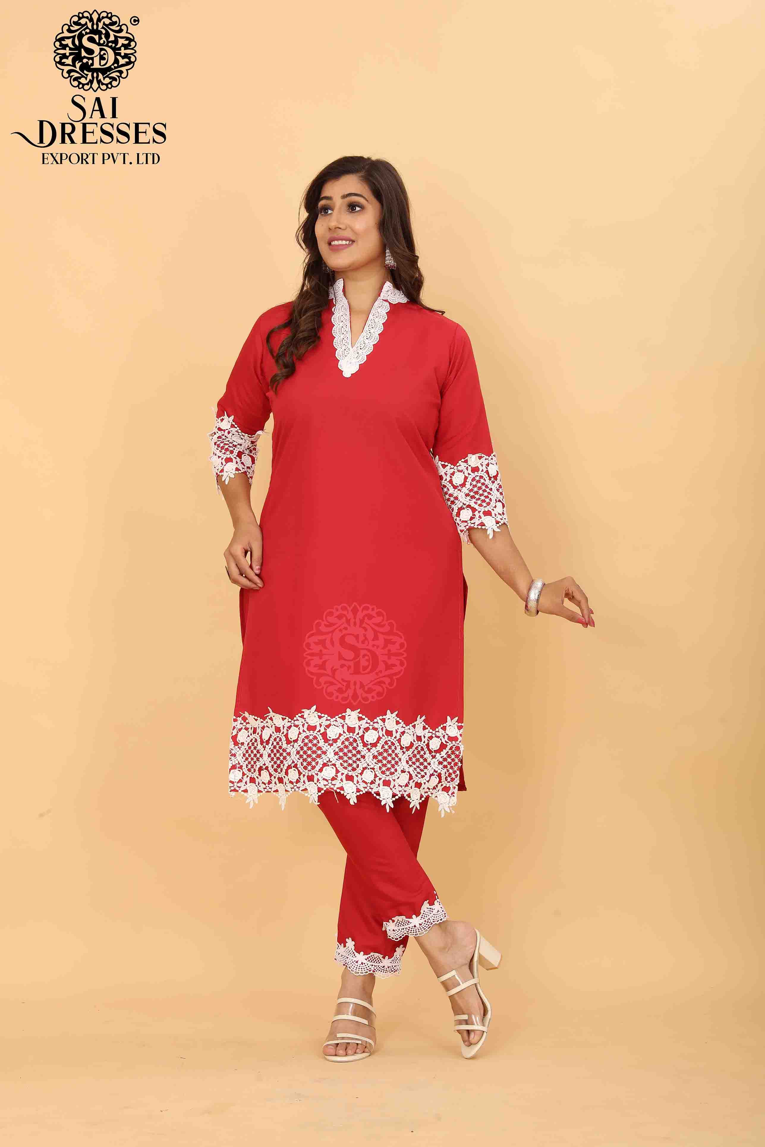 SAI DRESSES PRESENT D.NO SD 5003 READY TO TRENDY WEAR ROMAN SILK DESIGNER KURTI WITH PANT COMBO COLLECTION IN WHOLESALE RATE IN SURAT