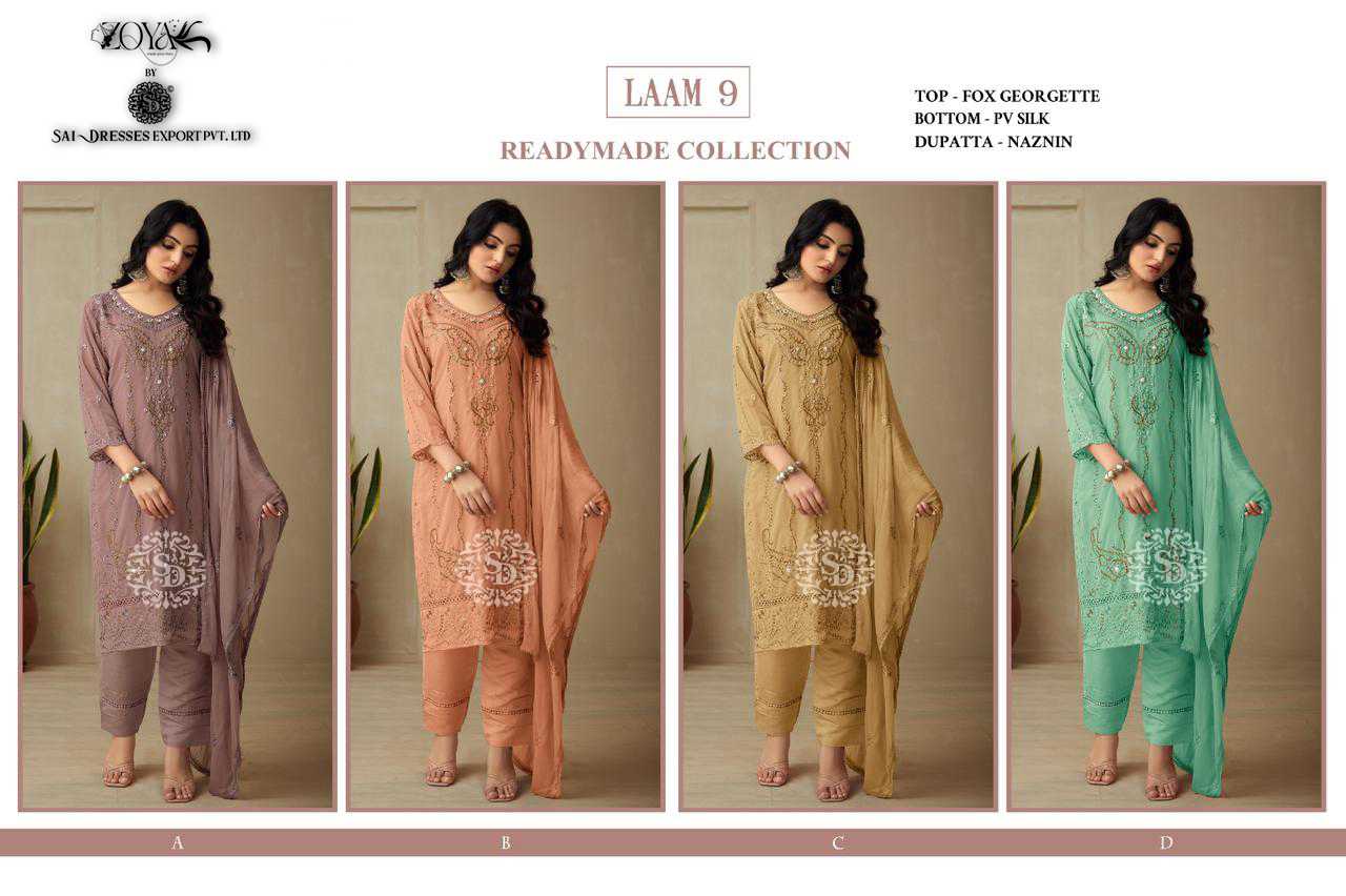 SAI DRESSES PRESENT LAAM VOL 9 READY TO FESTIVE WEAR PANT STYLE EMBROIDERED PAKISTANI DESIGNER SUITS IN WHOLESALE RATE IN SURAT