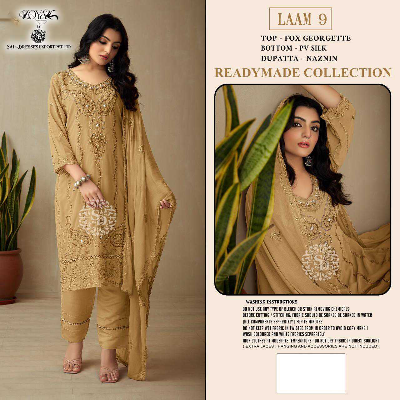 SAI DRESSES PRESENT LAAM VOL 9 READY TO FESTIVE WEAR PANT STYLE EMBROIDERED PAKISTANI DESIGNER SUITS IN WHOLESALE RATE IN SURAT