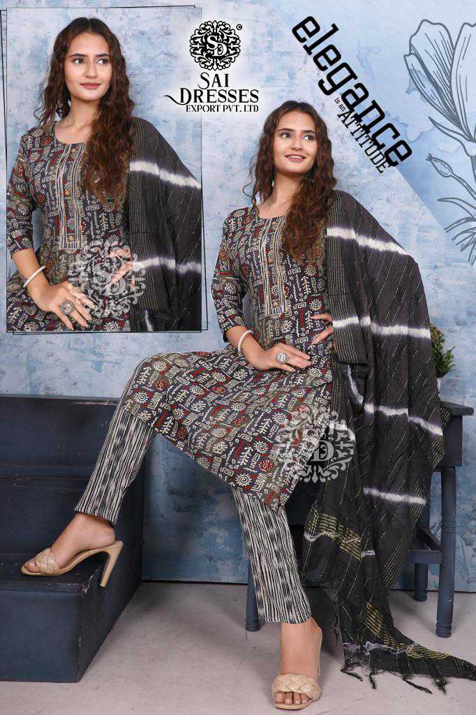 SAI DRESSES PRESENT MAYRA READY TO WEAR CAPSUL FOIL PRINTED PANT STYLE 3 PIECE SUITS IN WHOLESALE RATE IN SURAT