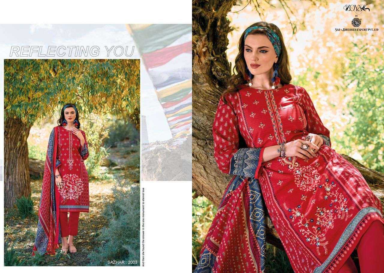 SAI DRESSES PRESENT SAZHAR VOL 2 PURE COTTON WITH HEAVY SELF EMBROIDERED PAKISTANI SALWAR SUITS IN WHOLESALE RATE IN SURAT