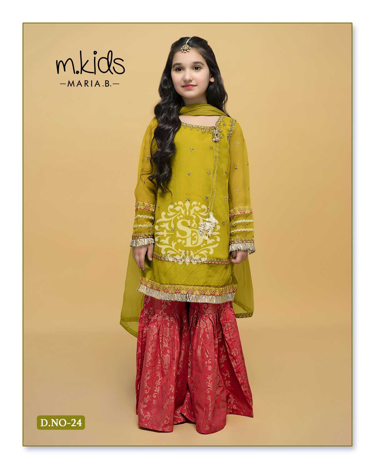 SAI DRESSES PRESENT D.NO 24 READY TO WEDDING WEAR GHARARA STYLE DESIGNER PAKISTANI KIDS COMBO SUITS IN WHOLESALE RATE IN SURAT