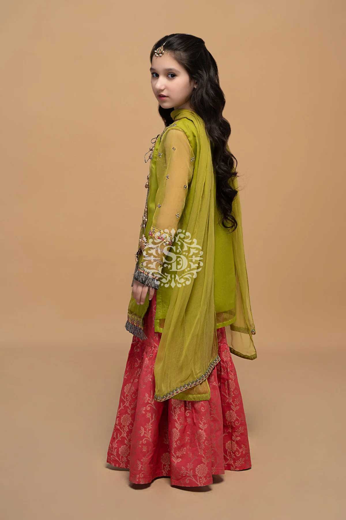 SAI DRESSES PRESENT D.NO 24 READY TO WEDDING WEAR GHARARA STYLE DESIGNER PAKISTANI KIDS COMBO SUITS IN WHOLESALE RATE IN SURAT