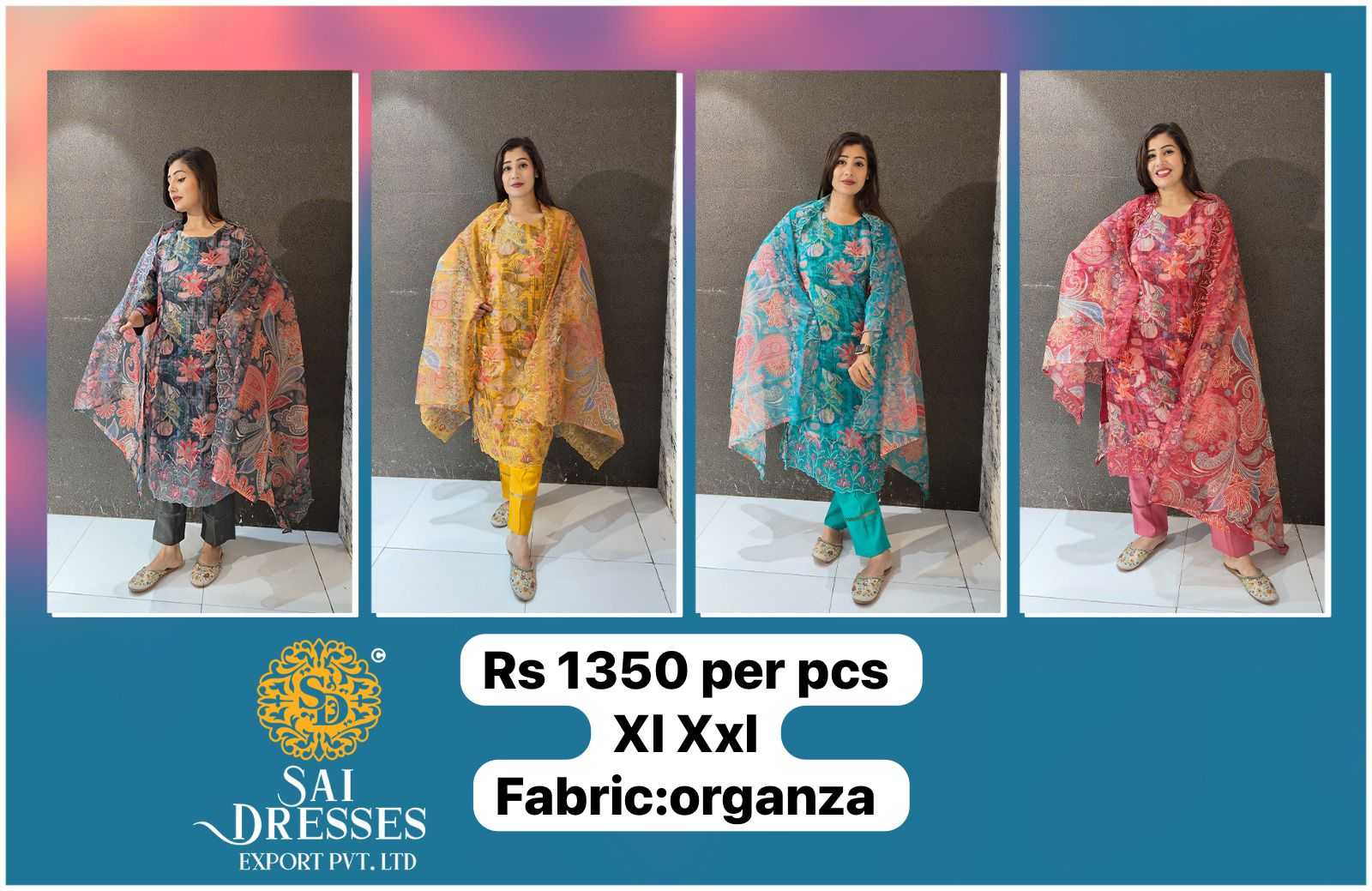 SAI DRESSES PRESENT D.NO SD1072 TO SD1075 READY TO EXCLUSIVE TRENDY WEAR DESIGNER PAKISTANI 3 PIECE CONCEPT COMBO COLLECTION IN WHOLESALE RATE IN SURAT