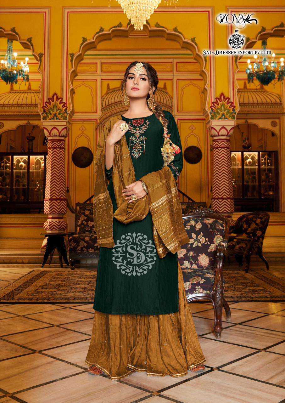 SAI DRESSES PRESENT DIVINE READY TO ETHNIC WEAR SHARARA STYLE DESIGNER SUITS IN WHOLESALE RATE IN SURAT