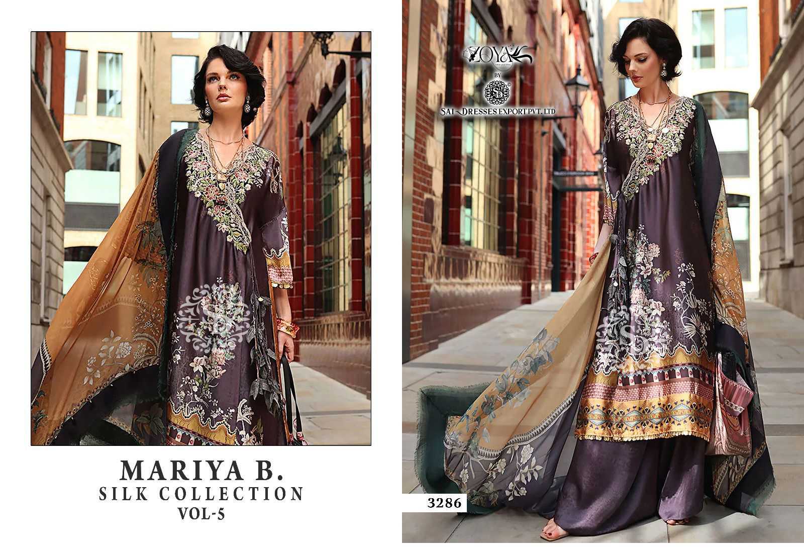 SAI DRESSES PRESENT MARIYA B SILK COLLECTION VOL 5 EXCLUSIVE PARTY WEAR DIGITAL PRINT WITH PATCH EMBROIDERED PAKISTANI DESIGNER SALWAR SUITS IN WHOLESALE RATE IN SURAT