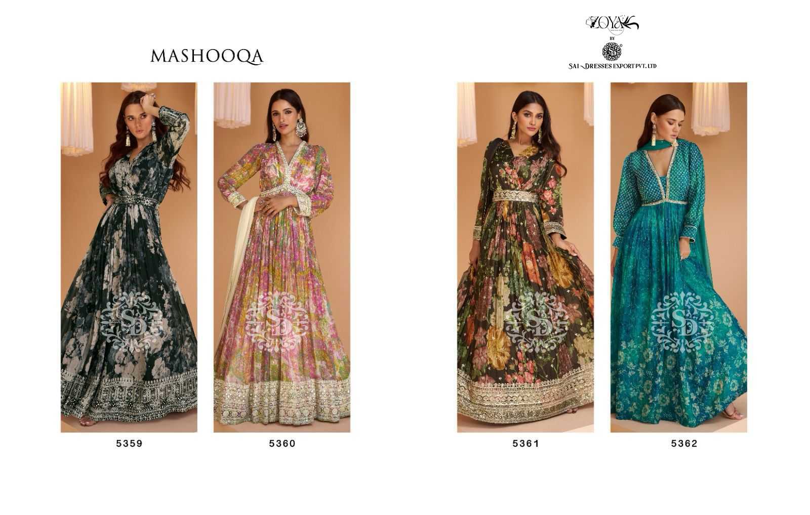 SAI DRESSES PRESENT MASHOOQA READYMADE CLASSY PARTY WEAR DESIGNER LONG GOWN WITH DUPATTA IN WHOLESALE RATE IN SURAT