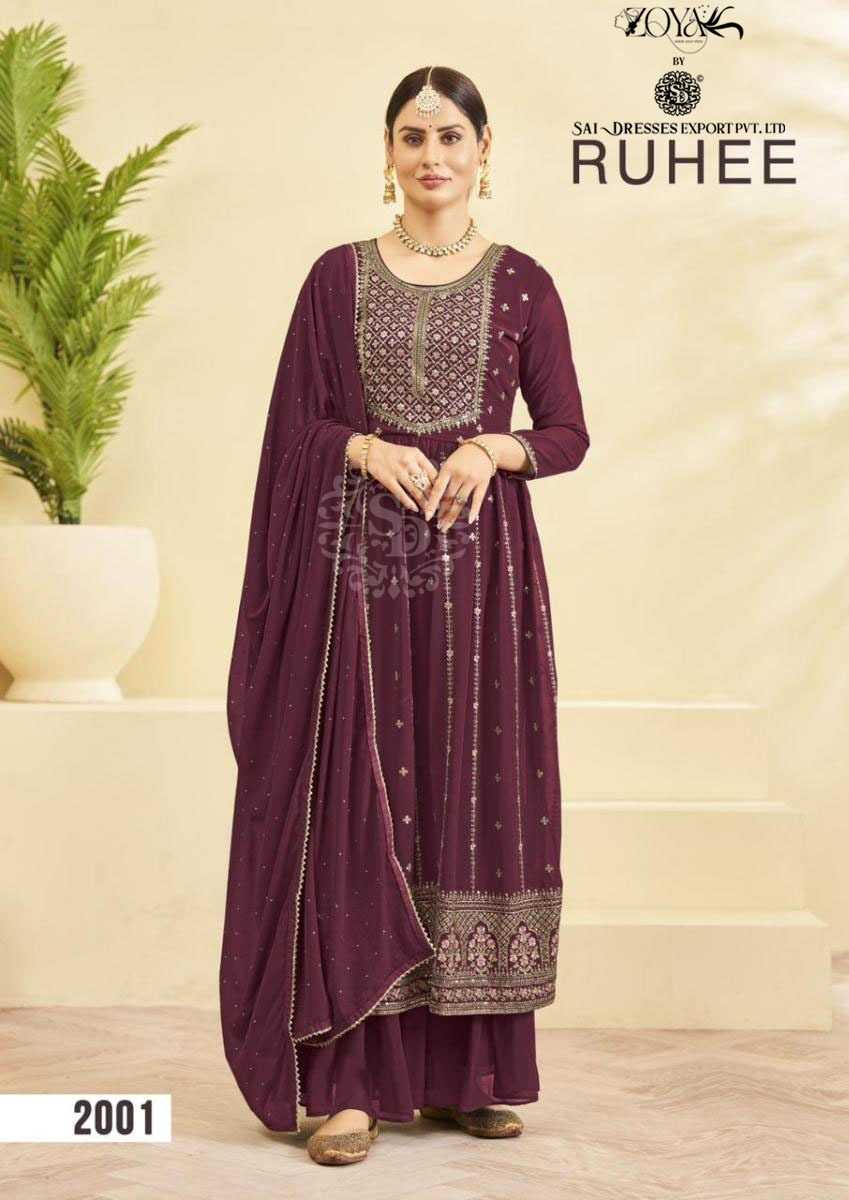 SAI DRESSES PRESENT RUHEE READYMADE FESTIVE WEAR NAYRA CUT WITH PLAZZO STYLE DESIGNER 3 PIECE SUITS IN WHOLESALE RATE IN SURAT