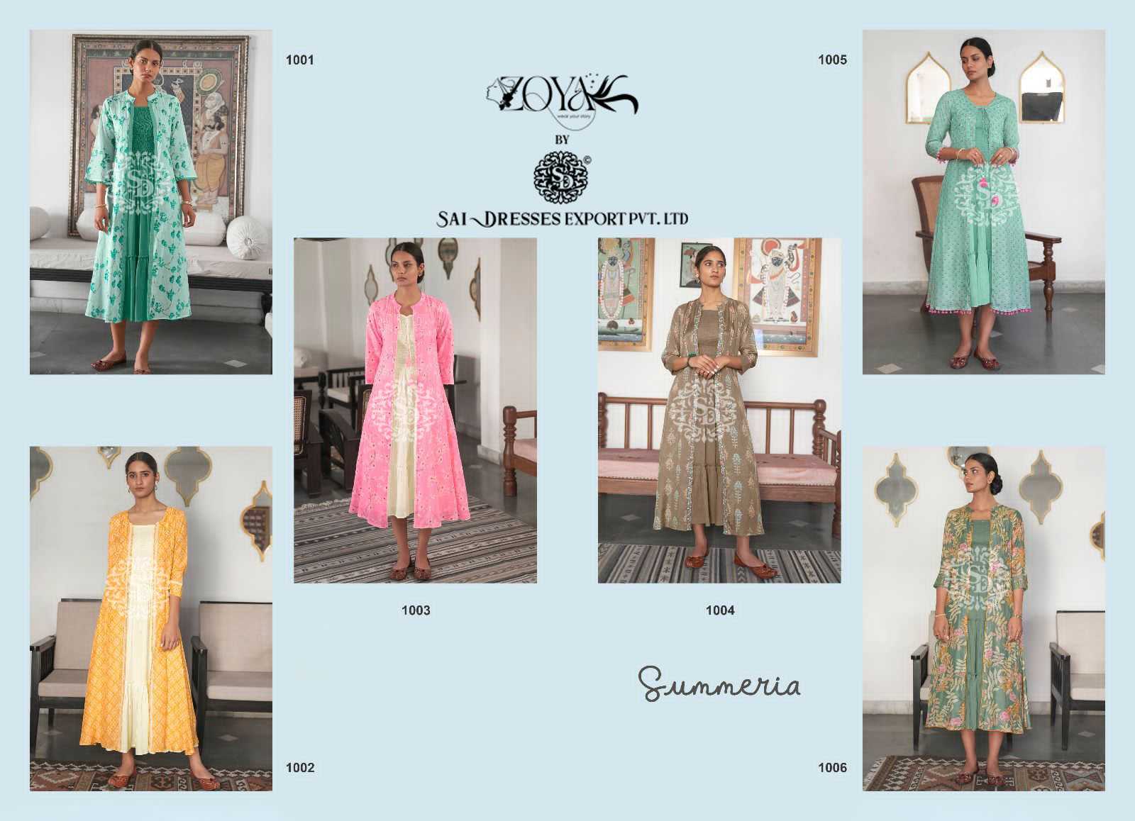 SAI DRESSES PRESENT SUMMERIA READY TO TRENDY WEAR SHRUG STYLE ONE PIECE CONCEPT LONG DESIGNER KURTI COLLECTION IN WHOLESALE RATE IN SURAT
