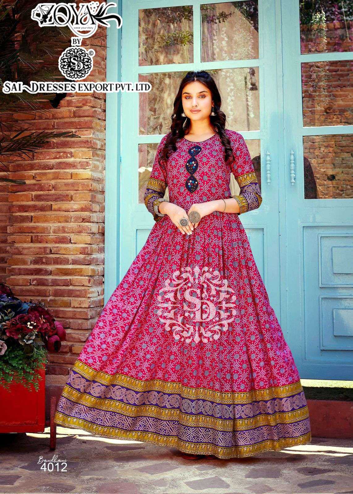sai dresses present bandhani vol 4 ready to wear bandhej print anarkali style long kurtis in wholesale rate in surat 11 2024 01 02 14 39 09