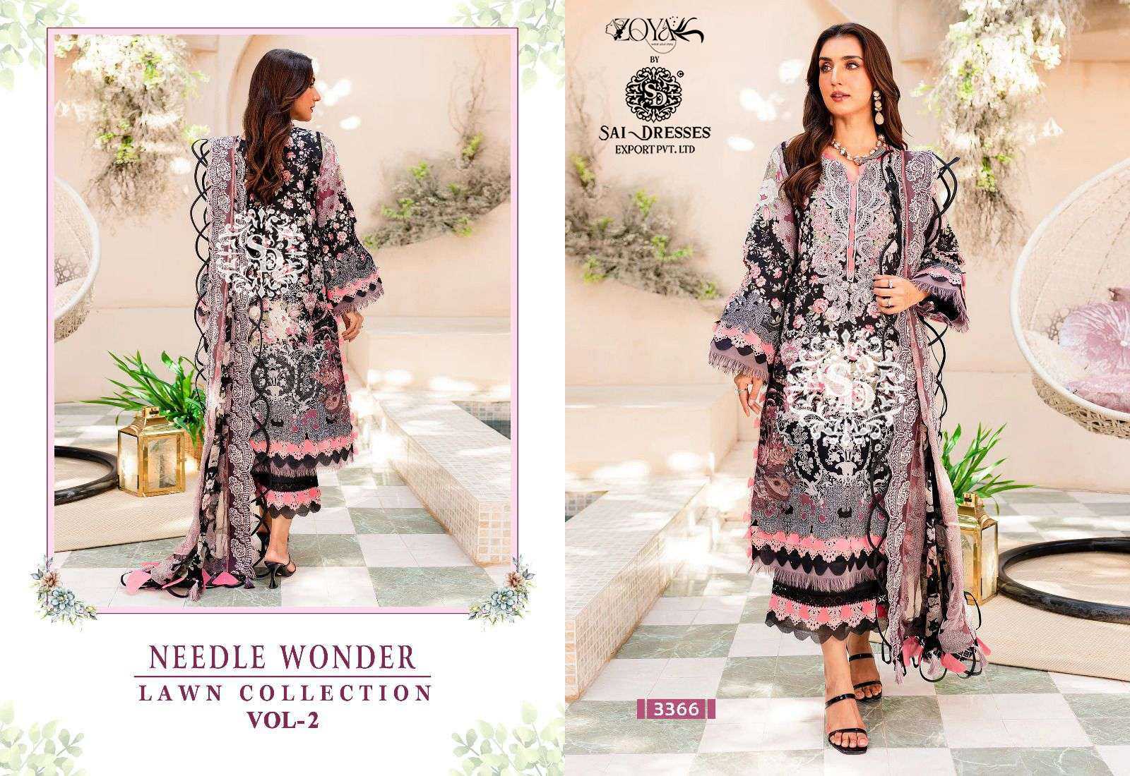 SAI DRESSES PRESENT NEEDLE WONDER LAWN COLLECTION VOL 2 PARTY WEAR PURE COTTON PATCH EMBROIDERED BEAUTIFUL PAKISTANI DESIGNER SALWAR SUITS IN WHOLESALE RATE IN SURAT