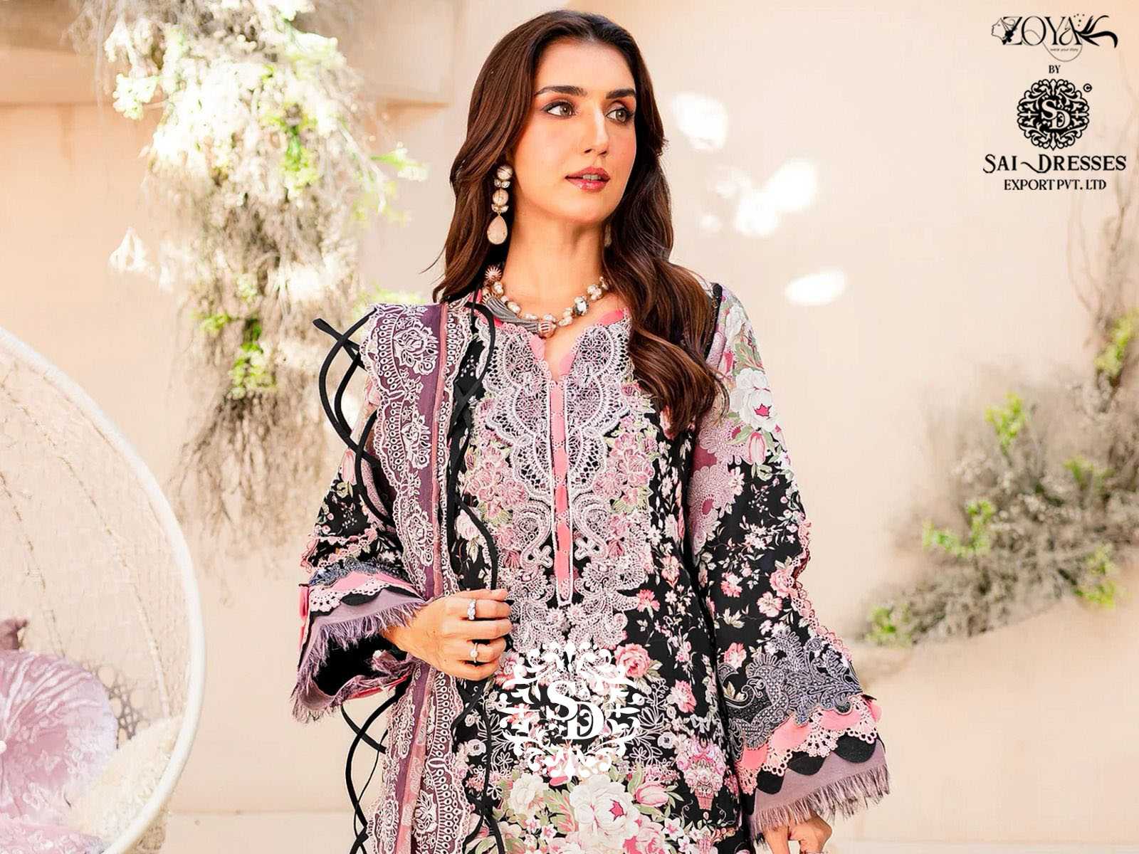 SAI DRESSES PRESENT NEEDLE WONDER PREMIUM PARTY WEAR PURE COTTON PATCH EMBROIDERED BEAUTIFUL PAKISTANI DESIGNER SALWAR SUITS IN WHOLESALE RATE IN SURAT