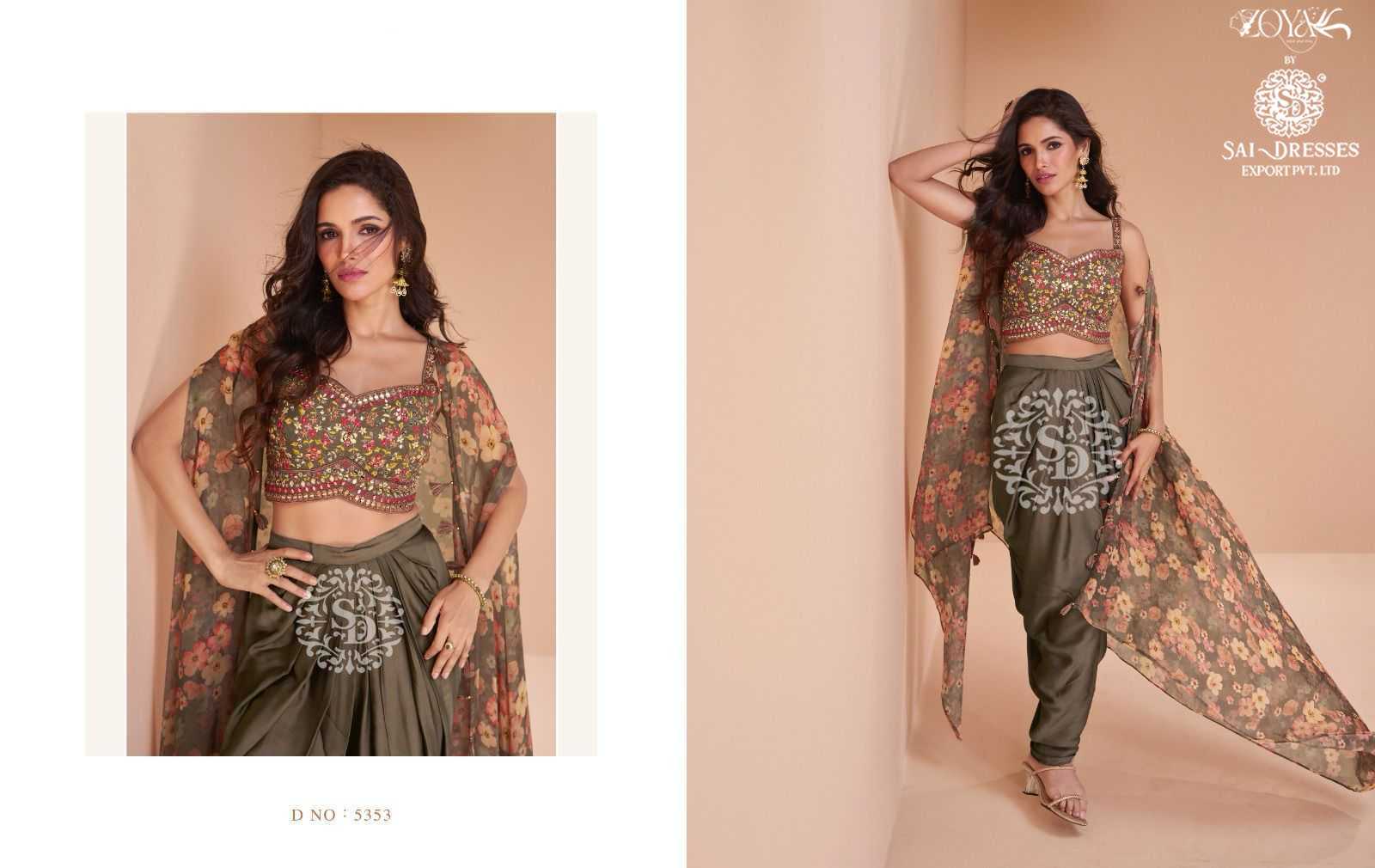 SAI DRESSES PRESENT PALKI READYMADE WESTERN WEAR HEAVY CROP TOP DHOTI WITH SHRUG STYLE DESIGNER SUITS IN WHOLESALE RATE IN SURAT