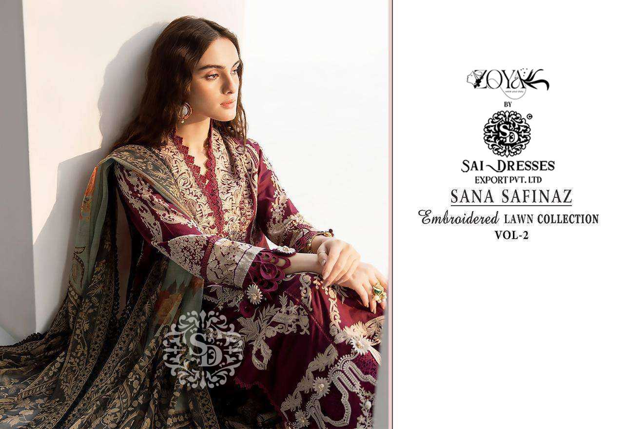 SAI DRESSES PRESENT SANA SAFINAZ EMBROIDERED LAWN COLLECTION VOL 2 HEAVY PAKISTANI DESIGNER SALWAR SUITS IN WHOLESALE RATE IN SURAT