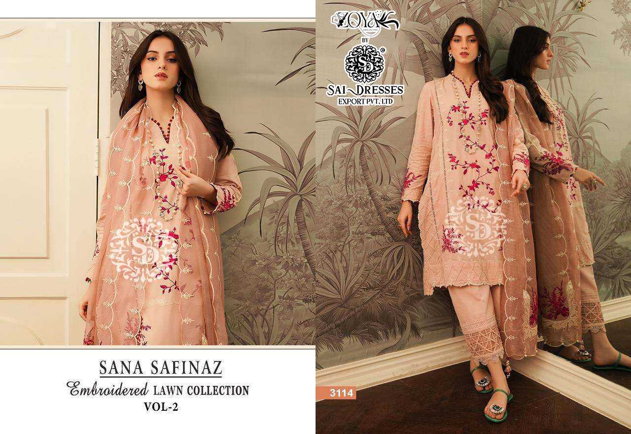 SAI DRESSES PRESENT SANA SAFINAZ EMBROIDERED LAWN COLLECTION VOL 2 HEAVY PAKISTANI DESIGNER SALWAR SUITS IN WHOLESALE RATE IN SURAT