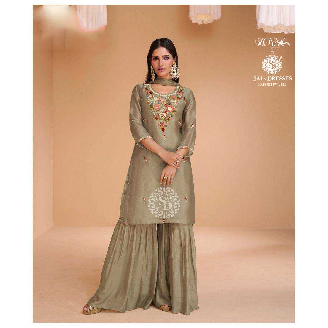 CHANDANI READYMADE ETHNIC WEAR STRAIGHT CUT WITH GHARARA STYLE HEAVY DESIGNER SUITS IN WHOLESALE RATE IN SURAT