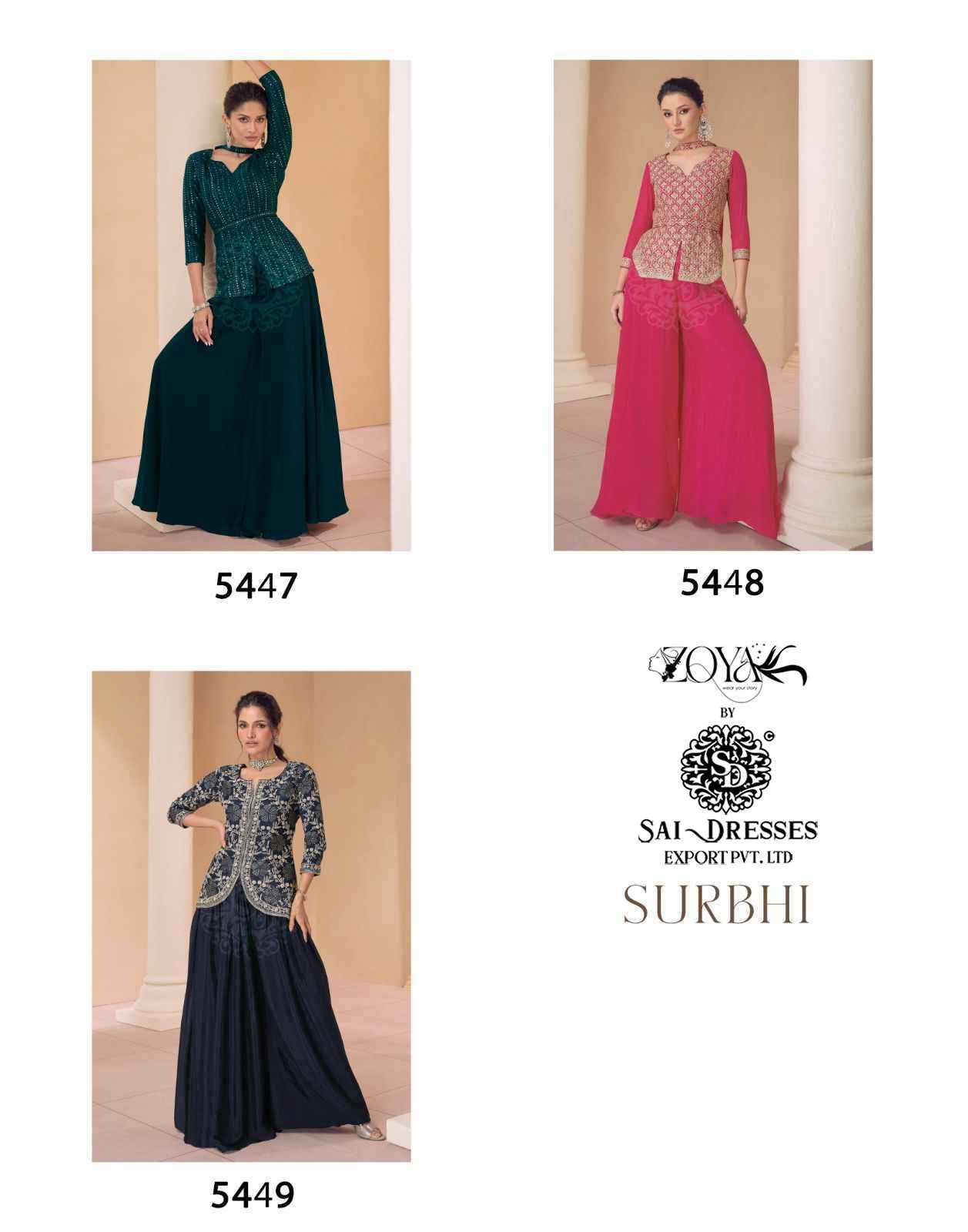 SURBHI READY TO ETHNIC WEAR DESIGNER 3 PIECE SUITS IN WHOLESALE RATE IN SURAT 