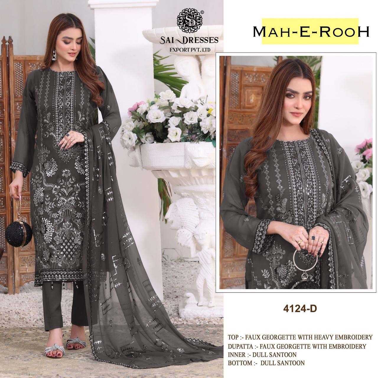 MAH-E-ROOH 4124-A NX PAKISTANI DRESS MATERIAL IN WHOLESALE RATE IN SURAT 