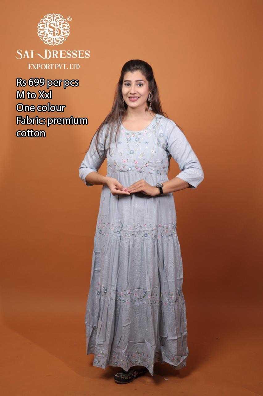 SAI DRESSES PRESENT D.NO 227 FESTIVE LONG KURTI COMBO COLLECTION WITH DESIGNER BELT IN WHOLESALE RATE IN SURAT