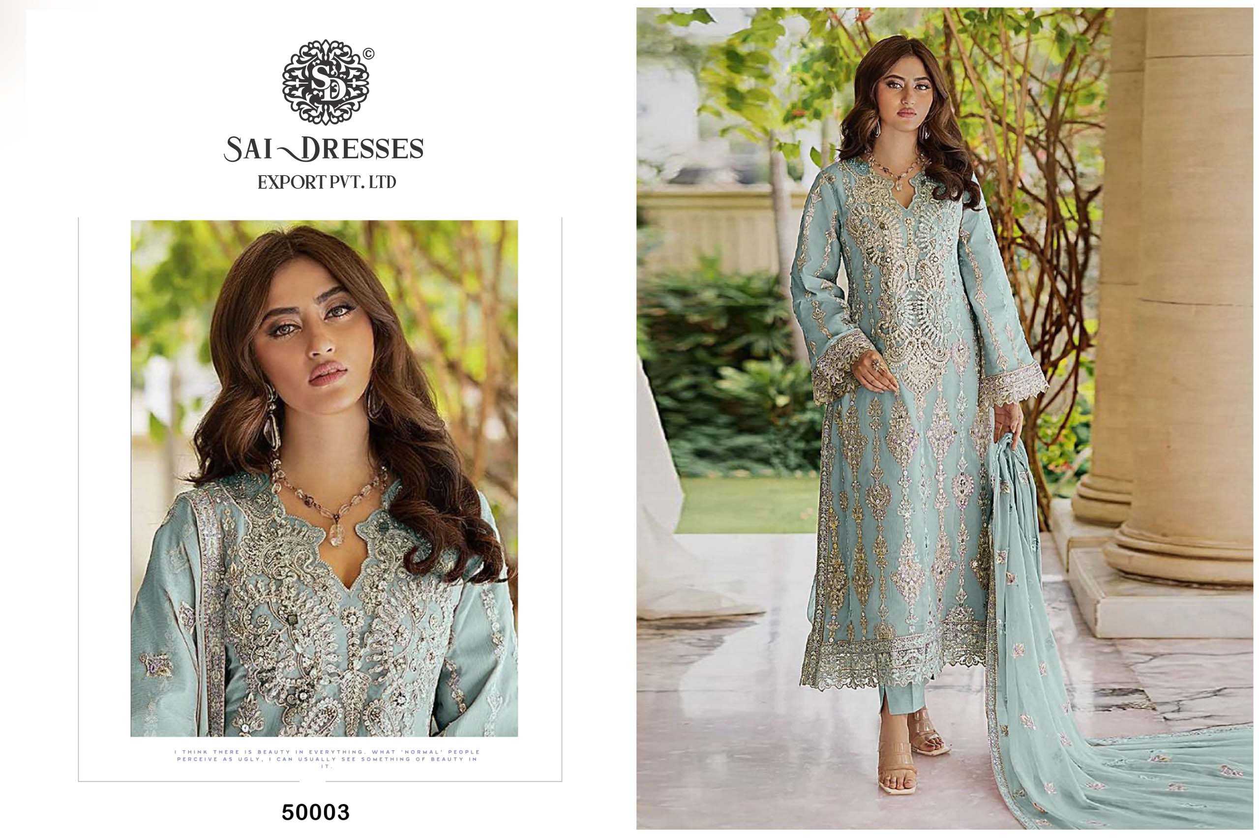 SAI DRESSES PRESENT MAHNUR VOL - 50 SEMI STITCHED PARTY WEAR PAKISTANI DESIGNER SUITS IN WHOLESALE RATE IN SURAT