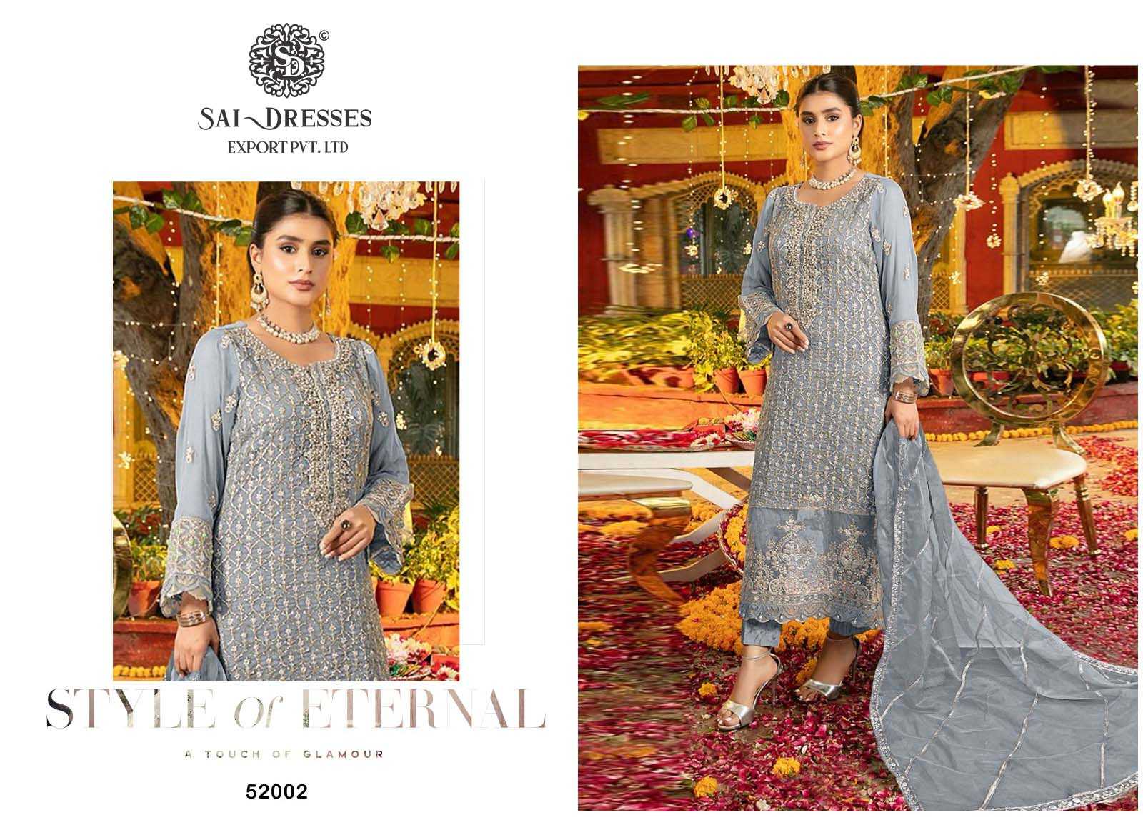 SAI DRESSES PRESENT MAHNUR VOL - 52 SEMI STITCHED PARTY WEAR PAKISTANI DESIGNER SUITS IN WHOLESALE RATE IN SURAT