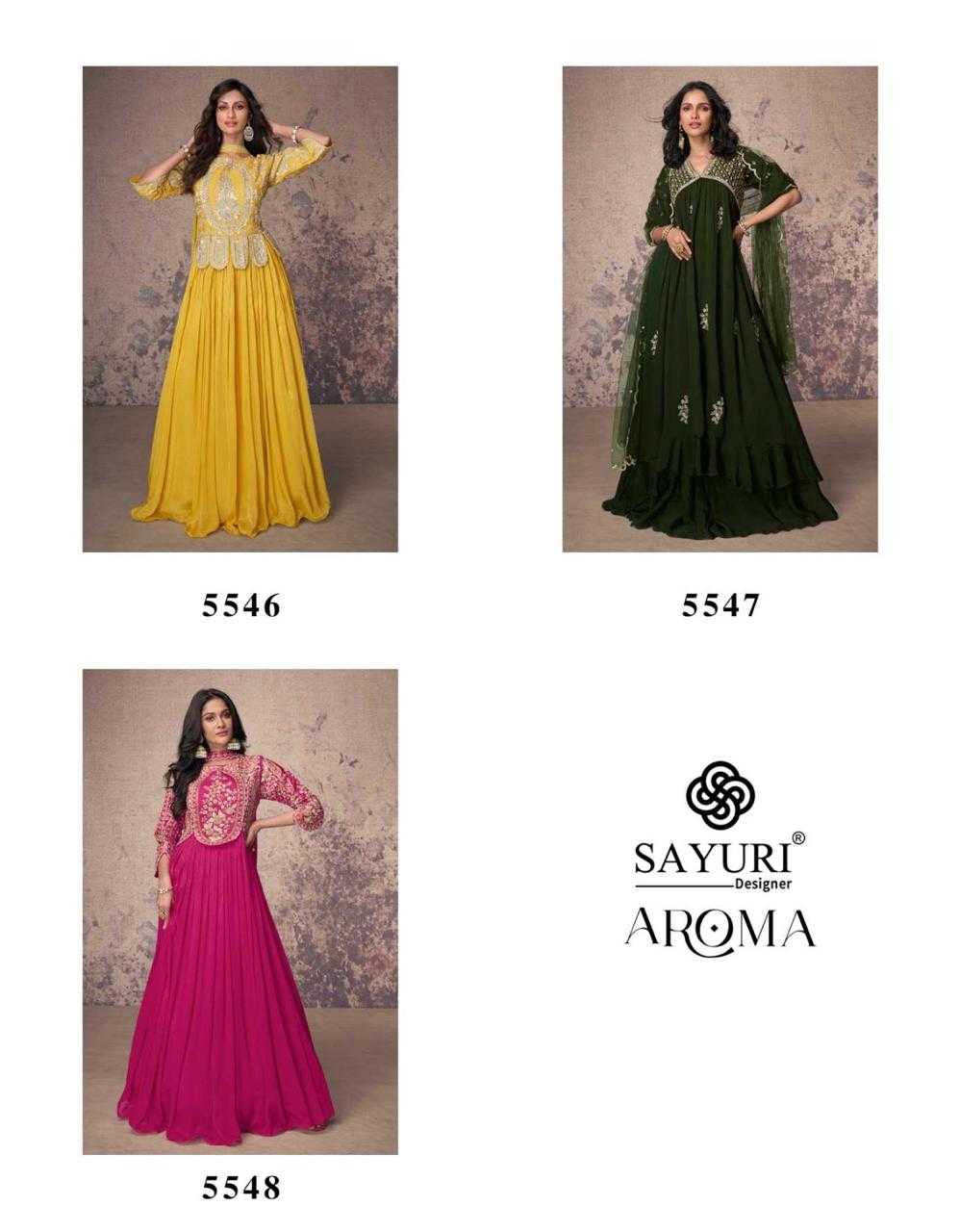 SAYURI DESIGNER PRESENT AROMA READY TO WEDDING WEAR DESIGNER LONG GOWN IN WHOLESALE RATE IN SURAT - SAI DRESSES