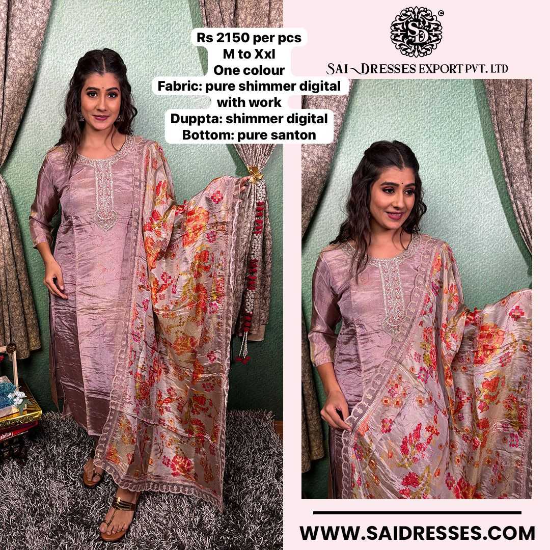  SAI DRESSES PRESENT D.NO 2119 READY TO ETHNIC WEAR STRAIGHT CUT KURTI WITH PANT STYLE DESIGNER 3 PIECE COMBO SUITS IN WHOLESALE RATE  IN SURAT