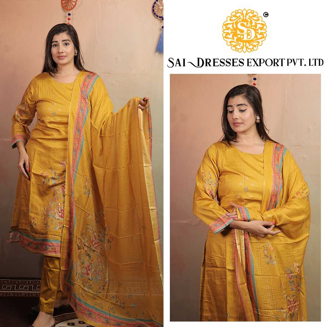 SAI DRESSES PRESENT D.NO 7261-A READY TO FESTIVE WEAR STRAIGHT CUT KURTI WITH PANT STYLE DESIGNER 3 PIECE COMBO SUITS IN WHOLESALE RATE  IN SURAT