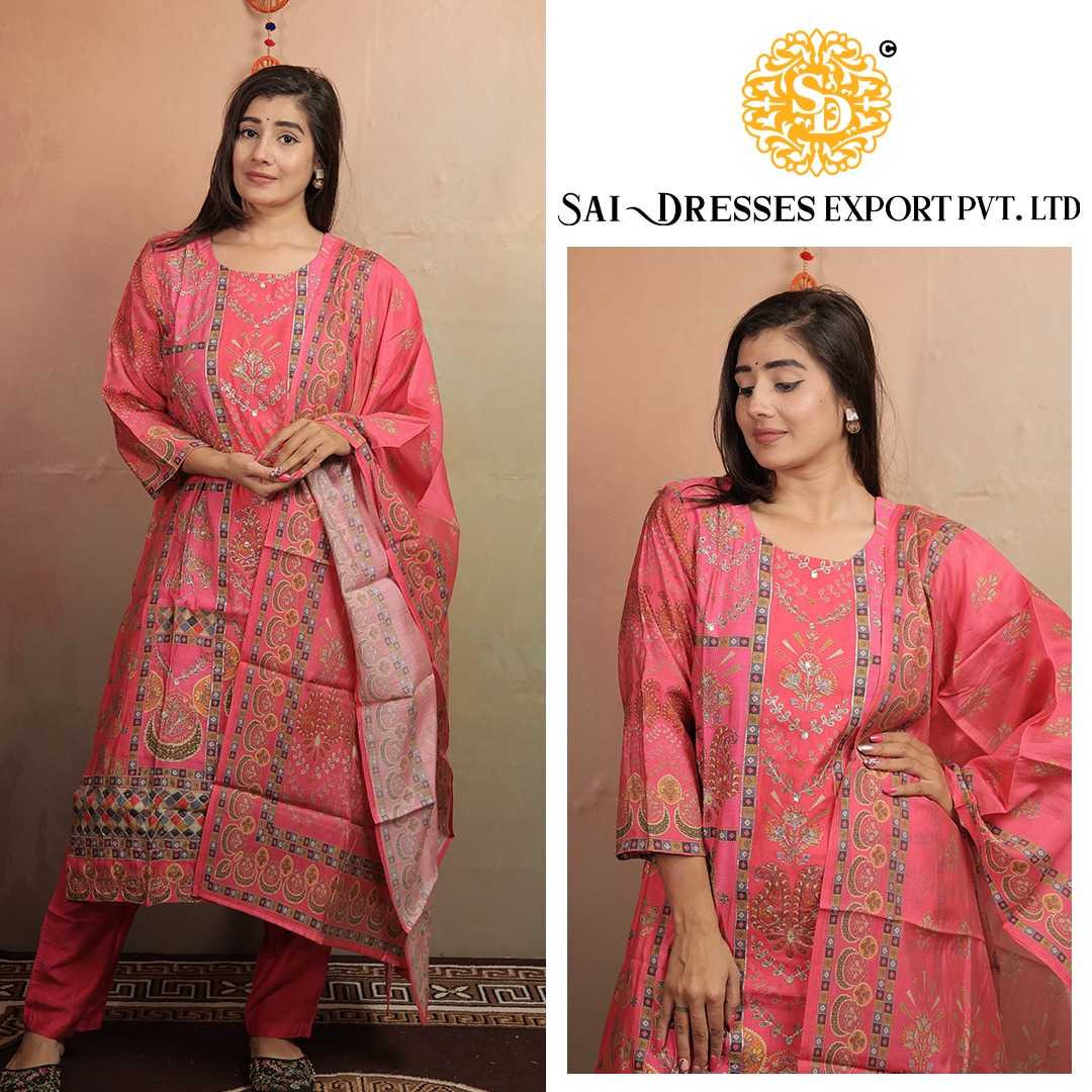 SAI DRESSES PRESENT D.NO 7262  READY TO FESTIVE WEAR STRAIGHT CUT KURTI WITH PANT STYLE DESIGNER 3 PIECE COMBO SUITS IN WHOLESALE RATE  IN SURAT