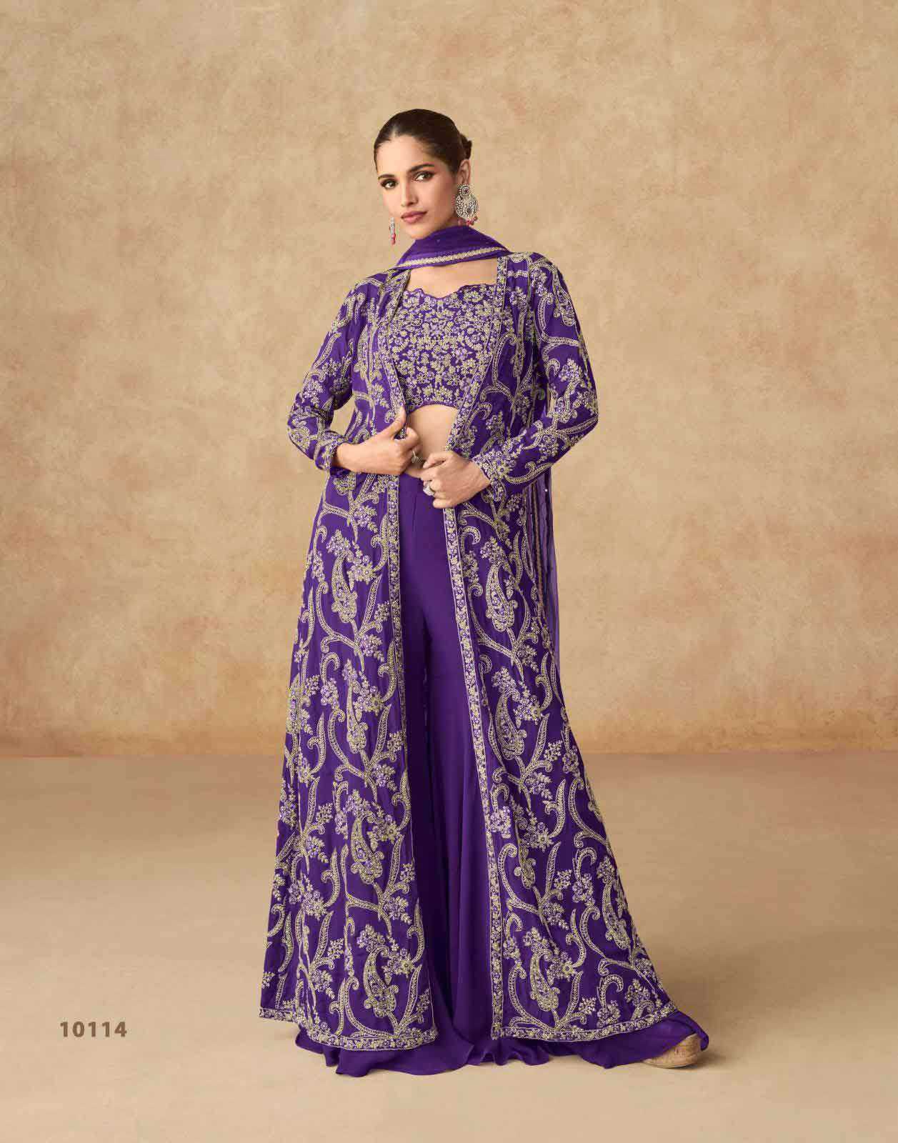 AASHIRWAD CREATION PRESENT PURPLE READY TO FESTIVE WEAR DESIGNER SUIT IN WHOLESALE RATE IN SURAT - SAI DRESSES