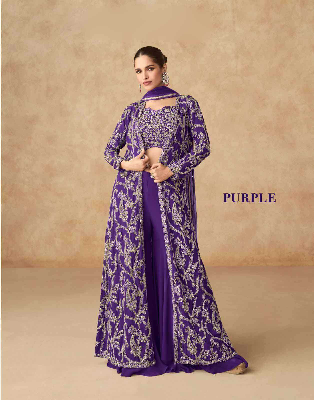 AASHIRWAD CREATION PRESENT PURPLE READY TO FESTIVE WEAR DESIGNER SUIT IN WHOLESALE RATE IN SURAT - SAI DRESSES