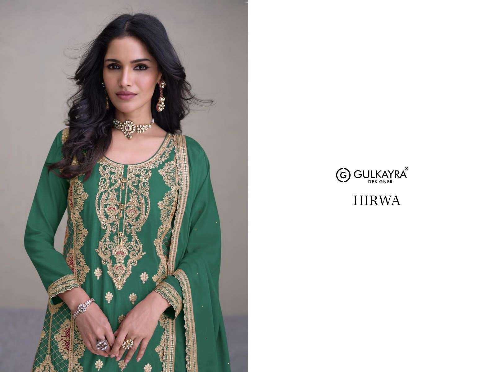 GULKAYRA DESIGNER PRESENT HIRWA READY TO FESTIVE WEAR DESIGNER SUIT IN WHOLESALE RATE IN SURAT - SAI DRESSES