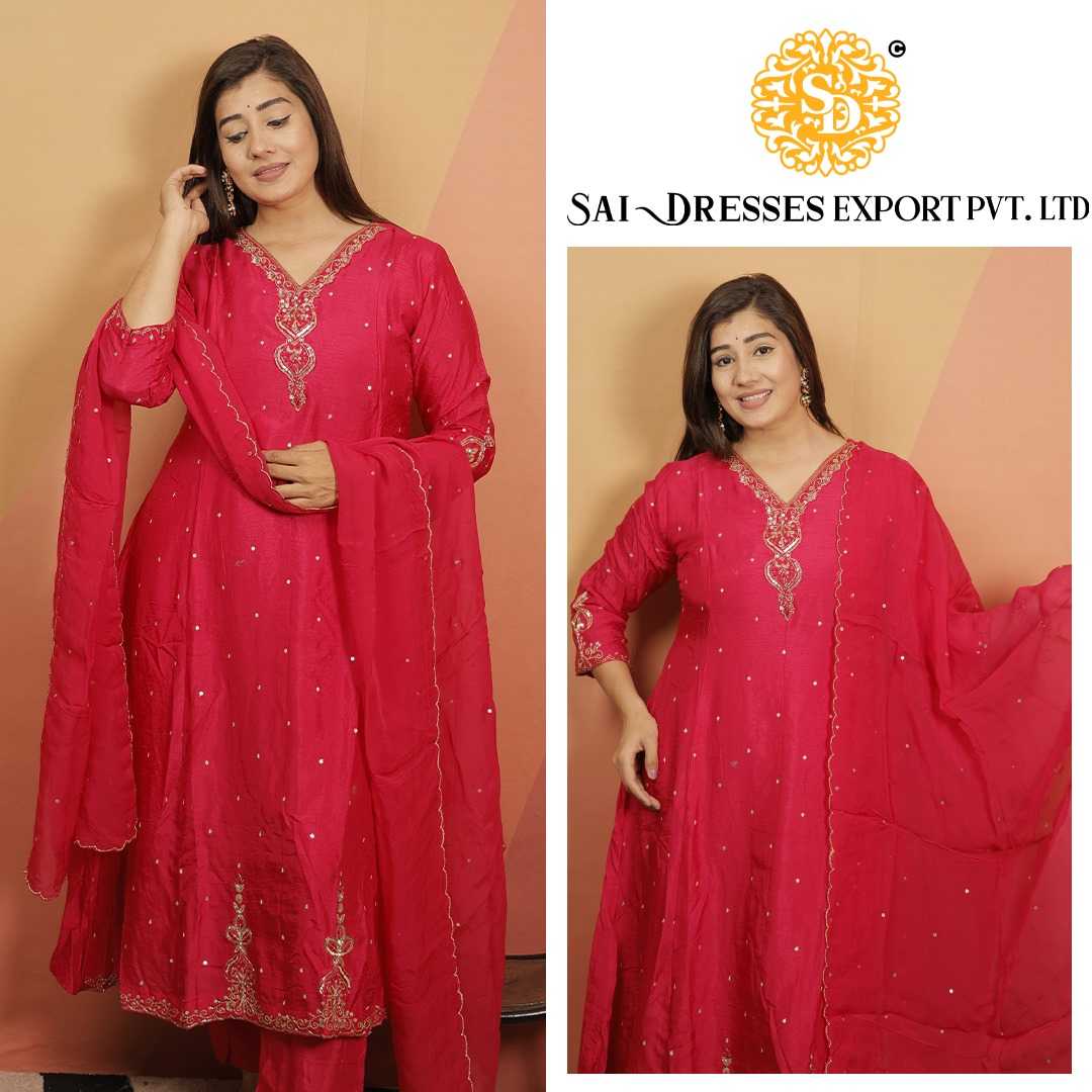 SAI DRESSES PRESENT D.NO 7637  READY TO FESTIVE WEAR STRAIGHT CUT KURTI WITH PANT STYLE DESIGNER 3 PIECE COMBO SUITS IN WHOLESALE RATE  IN SURAT