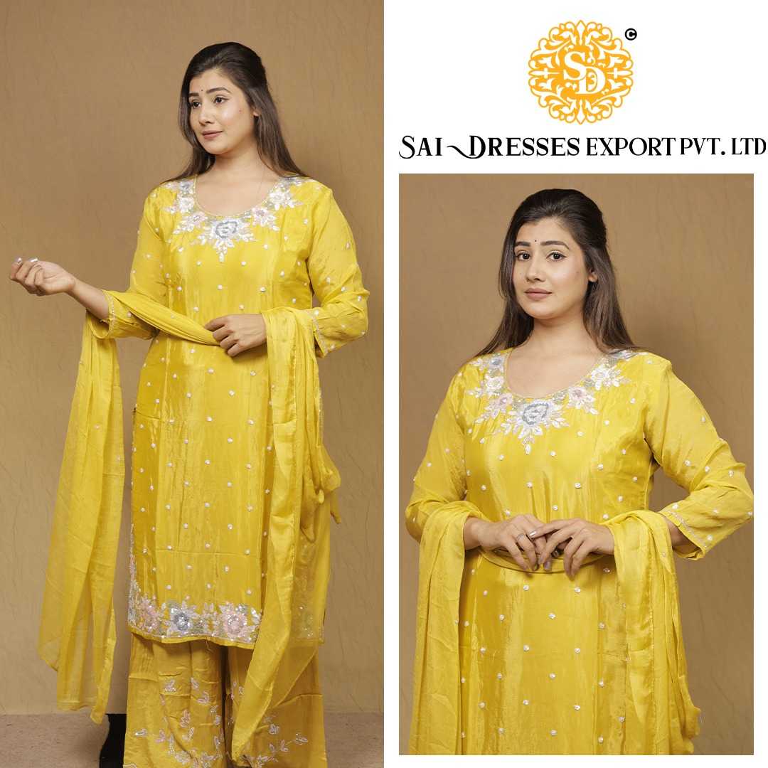 SAI DRESSES PRESENT D.NO 7826  READY TO FESTIVE WEAR STRAIGHT CUT KURTI WITH PANT STYLE DESIGNER 3 PIECE COMBO SUITS IN WHOLESALE RATE  IN SURAT