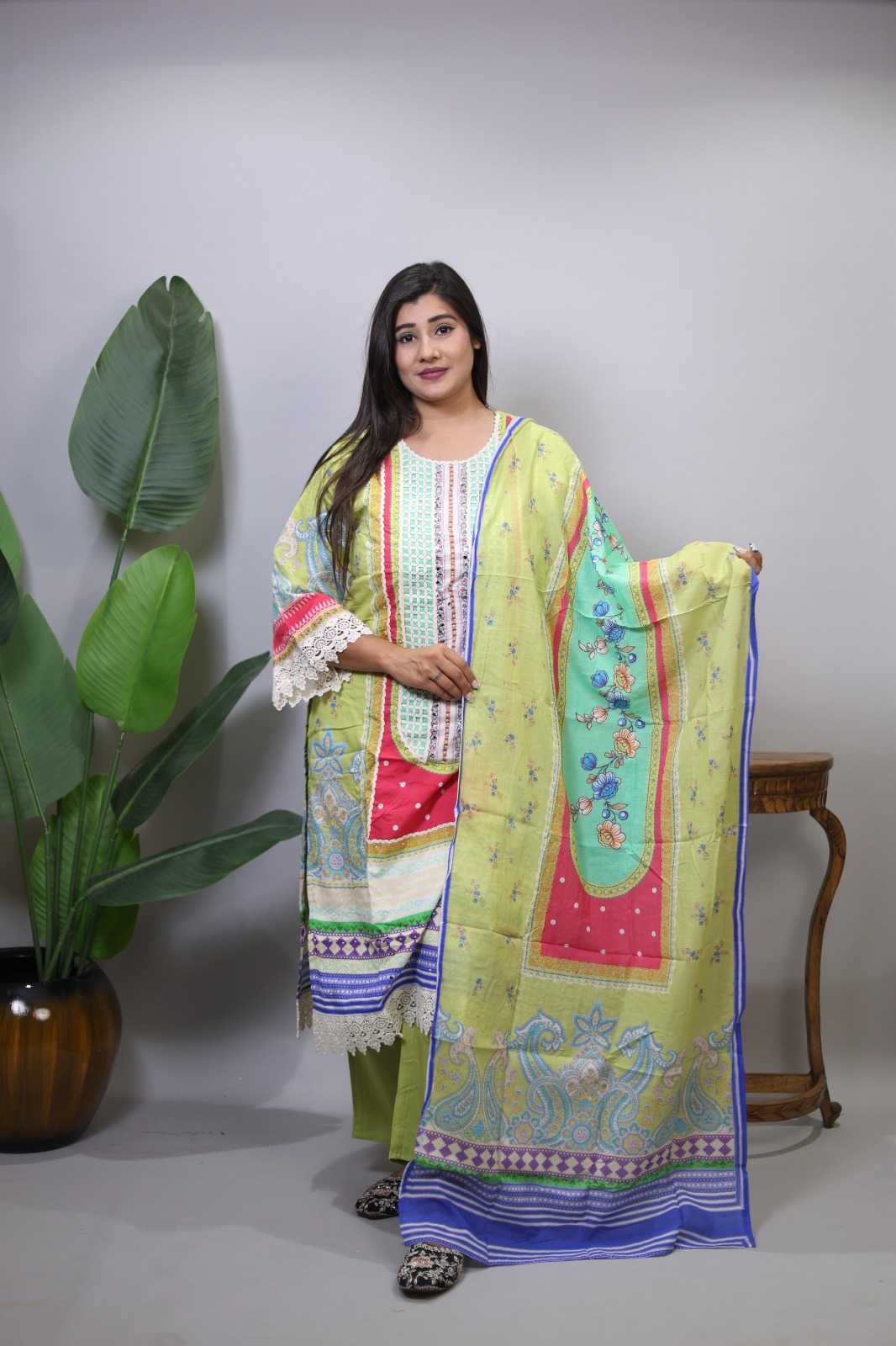 LUXURY PURE COTTON WITH HANDWORK COLLECTION.1  4 PIECE COMBO SUITS IN WHOLESALE RATE IN SURAT