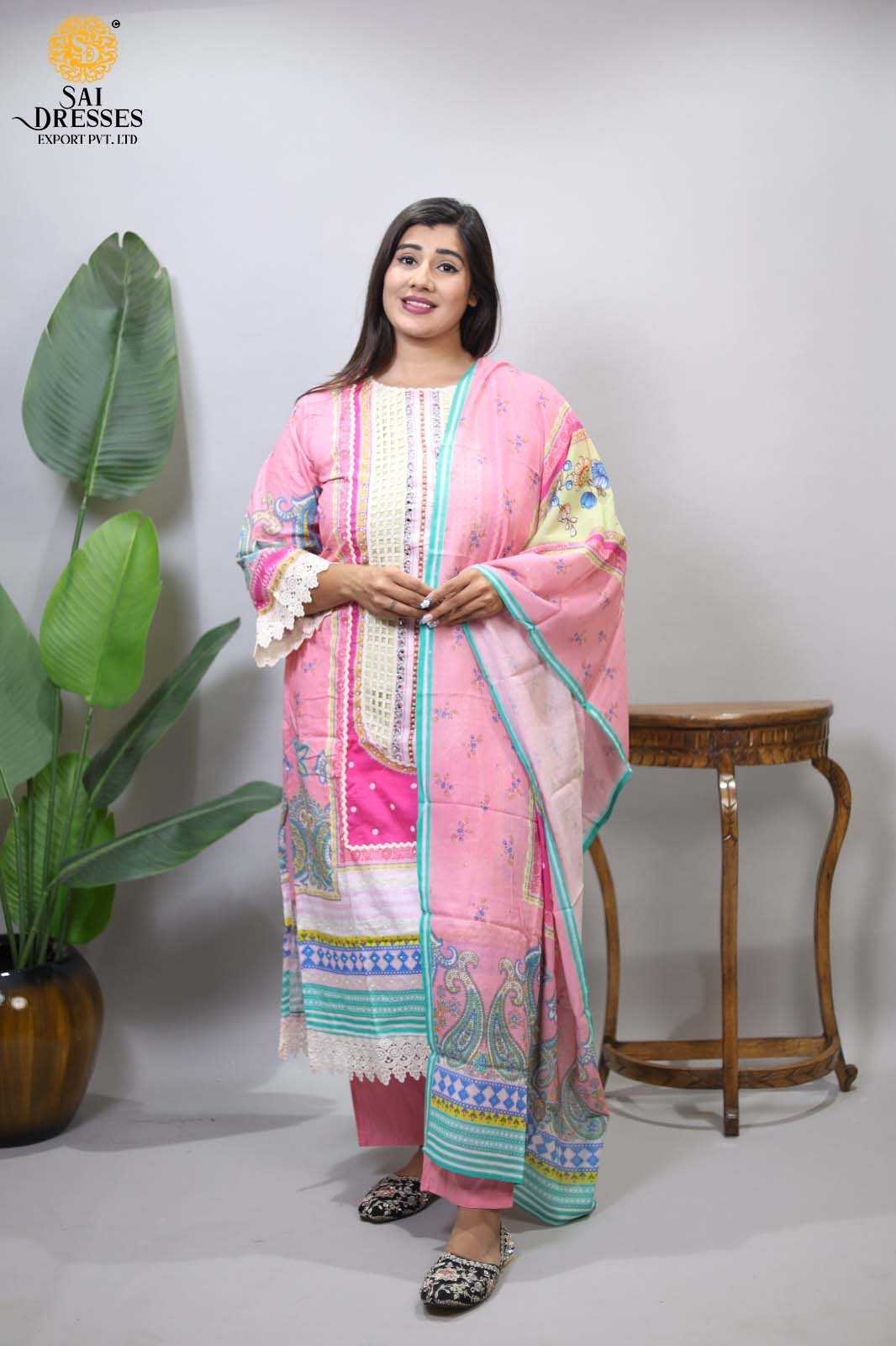   LUXURY PURE COTTON WITH HANDWORK COLLECTION.3  4 PIECE COMBO SUITS IN WHOLESALE RATE IN SURAT 