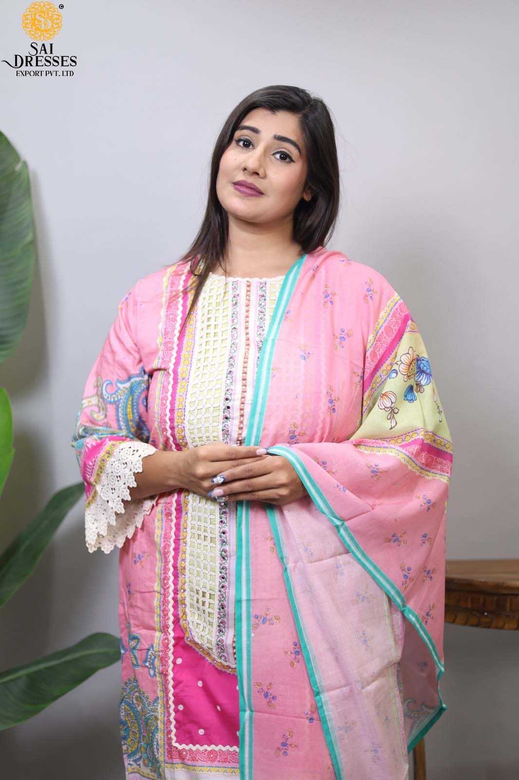   LUXURY PURE COTTON WITH HANDWORK COLLECTION.3  4 PIECE COMBO SUITS IN WHOLESALE RATE IN SURAT 