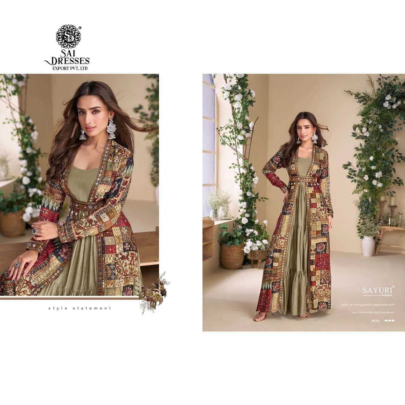 FLARE GOWN WITH A FULL SLEEVE PRINTED SHRUG, BLENDING TRADITION WITH MODERN ELEGENCE IN WHOLESALE RATE IN SURAT