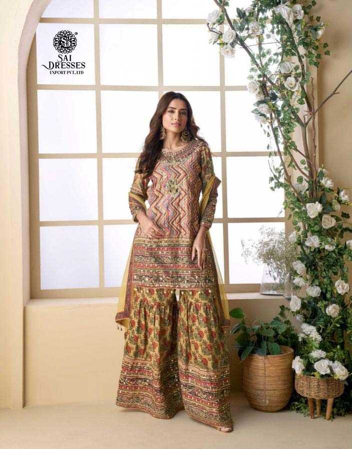 A REGAL COLLECTION OF DESIGNER SHARARA SUITS FEATURING INTRICATE EMBROIDERY AND RICH TRADITIONAL PRINTS.