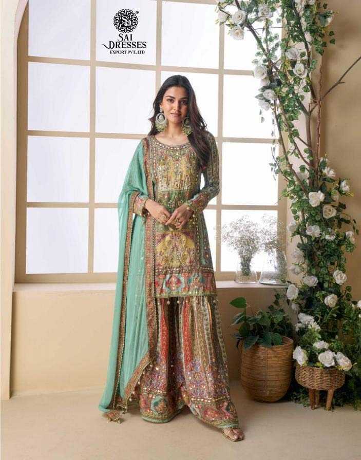 A REGAL COLLECTION OF DESIGNER SHARARA SUITS FEATURING INTRICATE EMBROIDERY AND RICH TRADITIONAL PRINTS.
