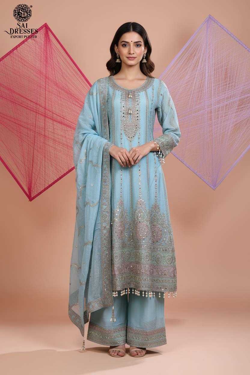 DELICATELY EMBROIDERED PASTEL SUITS IN SOFT SHADES OF BLUE, PINK, AND WHITE – DESIGNED TO ADD A TOUCH OF SOPHISTICATION TO EVERY OCCASION.