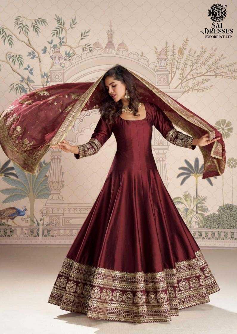 GRACEFUL ANARKALI GOWNS IN LUXURIOUS SILK FABRIC WITH INTRICATE GOLDEN WORK – A PERFECT BLEND OF TRADITION AND ELEGANCE.