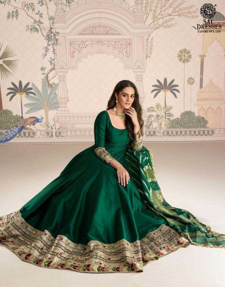 GRACEFUL ANARKALI GOWNS IN LUXURIOUS SILK FABRIC WITH INTRICATE GOLDEN WORK – A PERFECT BLEND OF TRADITION AND ELEGANCE.