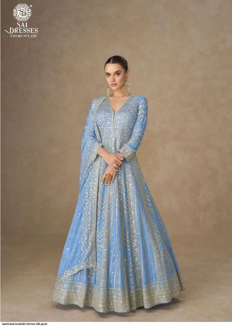 MAJESTIC PLUM EMBROIDERED ANARKALI GOWN WITH INTRICATE ZARI AND SEQUIN DETAILING BY SAI DRESSES