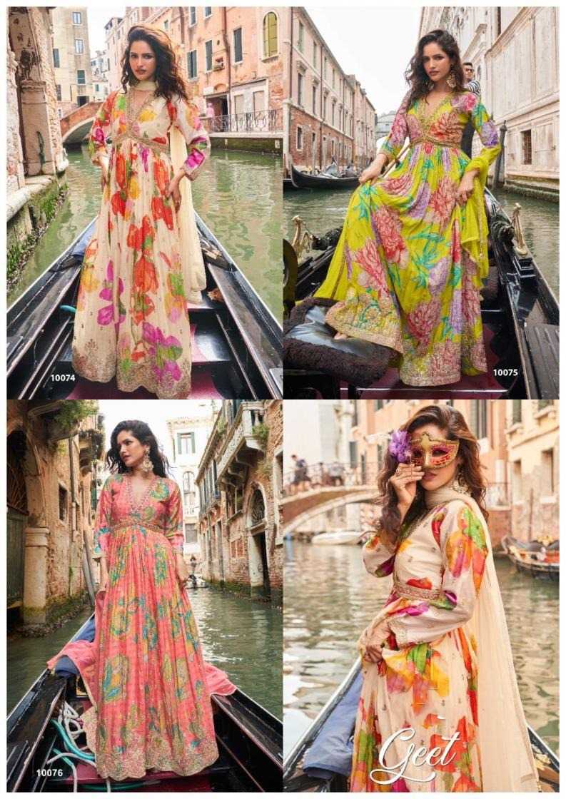 PREMIUM GEORGETTE DIGITAL FLORAL SUITS WITH HAND EMBROIDERY & NET DUPATTA