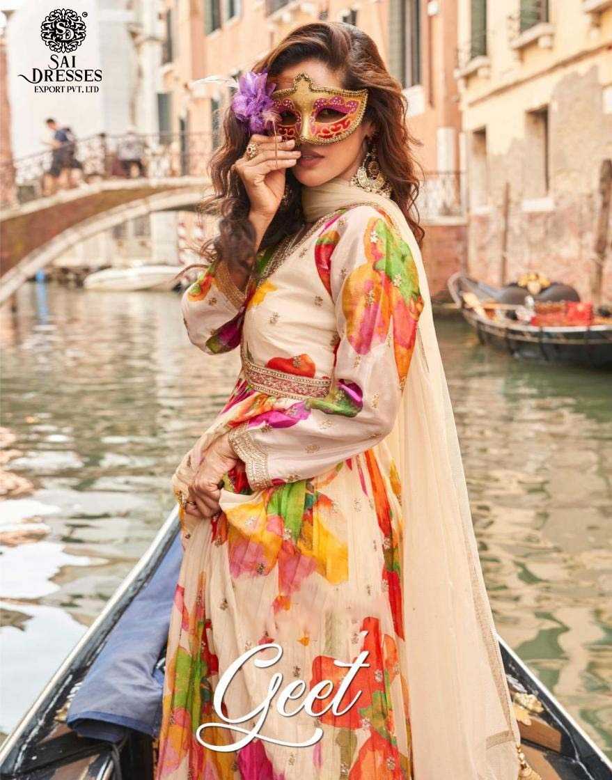 PREMIUM GEORGETTE DIGITAL FLORAL SUITS WITH HAND EMBROIDERY & NET DUPATTA